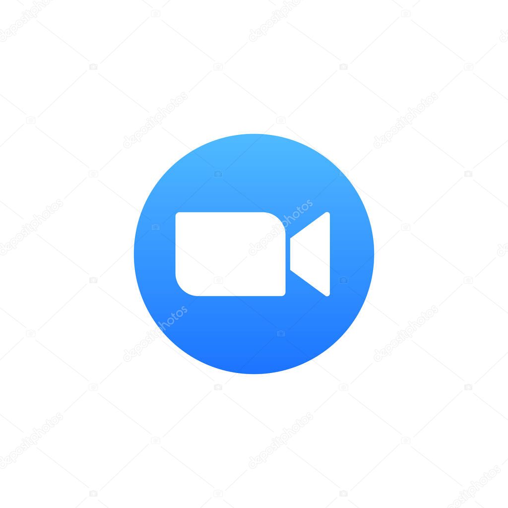 Zoom app logo icon. Video communication symbol outline, simple, vector, icon for website design, mobile app, ui. Vector Illustration