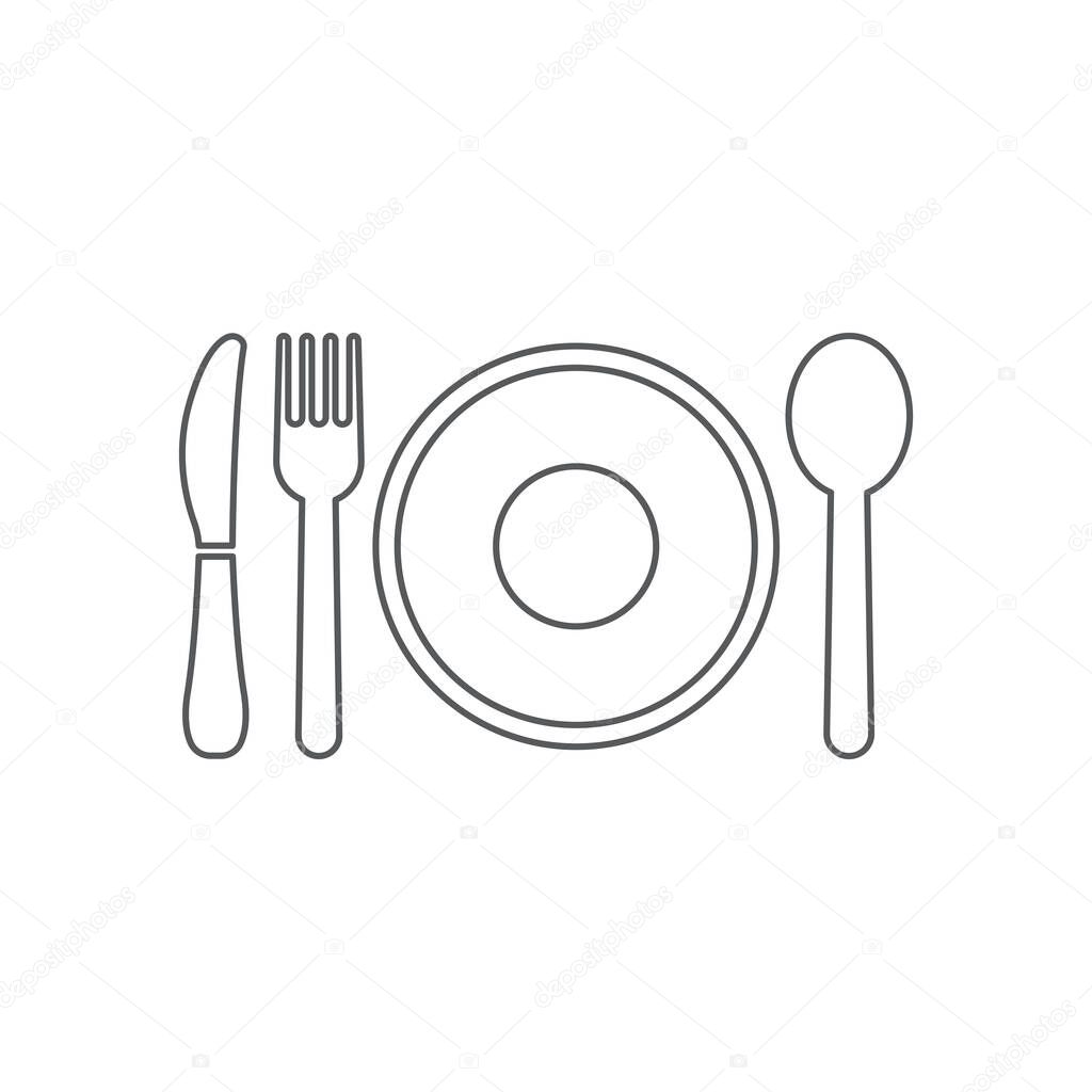 Plate, spoon, fork and knife icon. Restaurant symbol modern, simple, vector, icon for website design, mobile app, ui. Vector Illustration