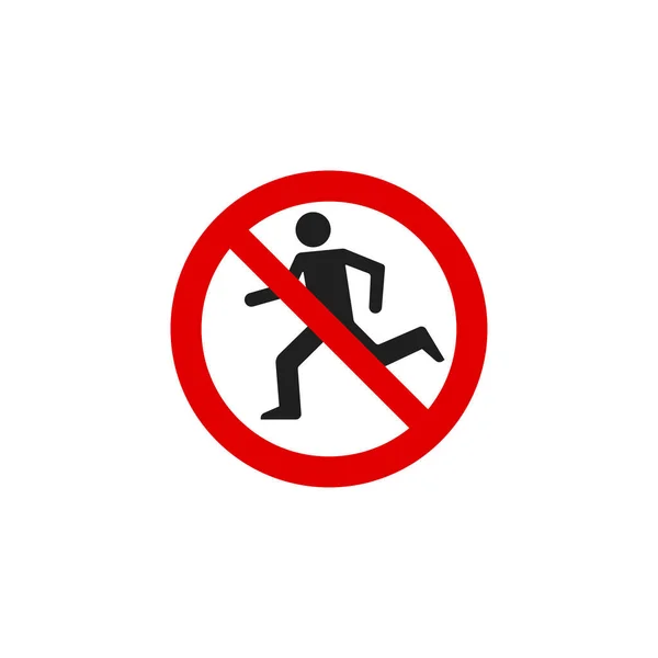 Geen Running Sign Vector Geïsoleerd Witte Achtergrond Waarschuwingssymbool Vectoricoon — Stockvector