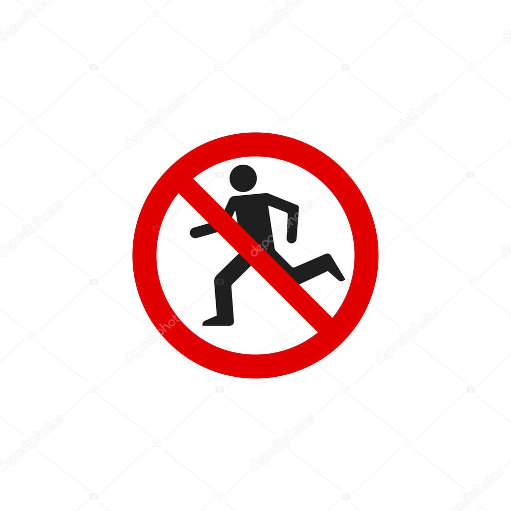 No Running Sign Vector Isolated On White Background. Caution Symbol Vector Icon