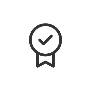 Onay rozeti ikonu. Etiket sembolü modern, basit, vektör, web sitesi tasarımı simgesi, mobil uygulama, ui. Vektör İllüstrasyonu