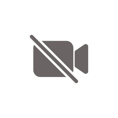 Video kamera ikonu üzerinde çapraz. Web sitesi veya mobil uygulama için fotoğraf makinesi kapalı modern vektör simgesi