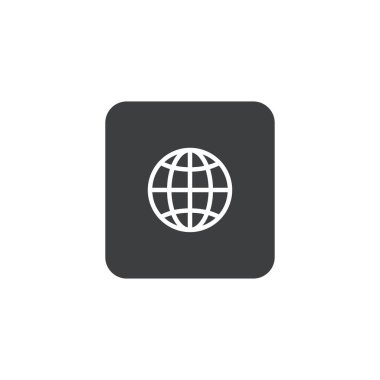 Dünya web simgesi. Web sitesi tasarımı için modern basit vektör simgesi, mobil uygulama, ui. Vektör İllüstrasyonu