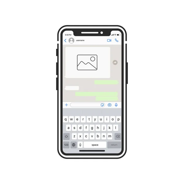 Sohbet eden sosyal medya şablonu, akıllı telefon ekran sembolü. Vektör İllüstrasyonu