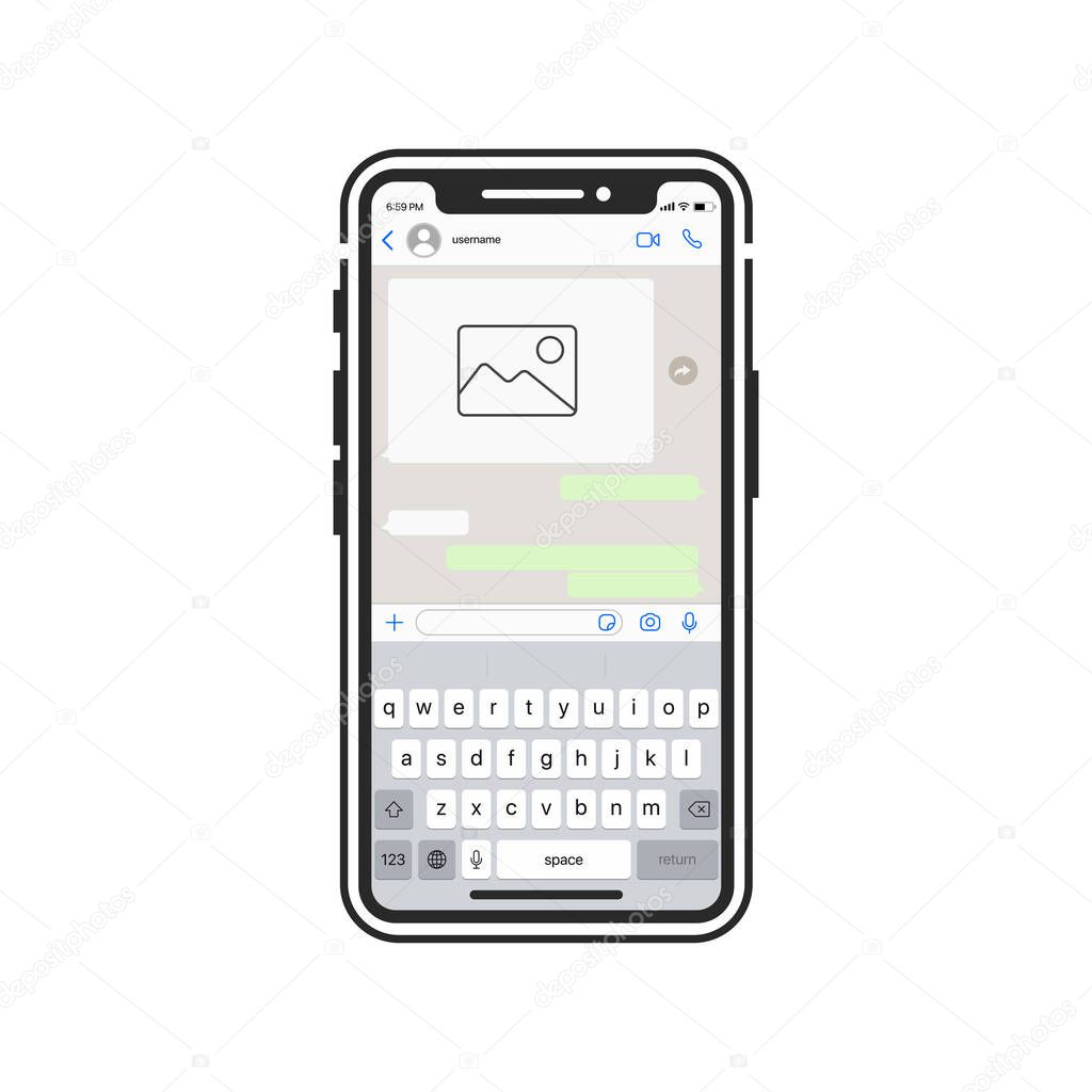 Chatting social media template, Smartphone screen symbol. Vector Illustration