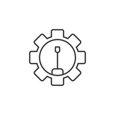 Tornavida ikonlu dişli. Web sitesi tasarımı için modern, basit, vektör simgesi ayarlanıyor, mobil uygulama, ui. Vektör İllüstrasyonu