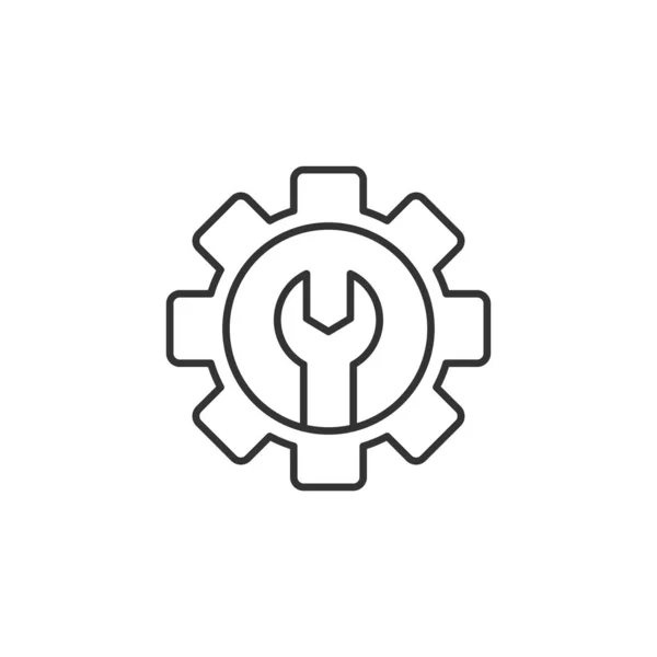 Engranaje Con Icono Llave Inglesa Configuración Símbolo Moderno Simple Vector — Vector de stock
