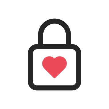 Kalp ikonunu kilitle. Asma kilit sembolü modern, basit, vektör, web sitesi tasarımı için simge, mobil uygulama, ui. Vektör İllüstrasyonu