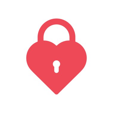 Kalp ikonunu kilitle. Aşk sembolü modern, basit, vektör, web sitesi tasarımı için simge, mobil uygulama, ui. Vektör İllüstrasyonu