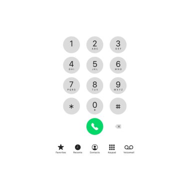 Klavye şablonu. Telefon klavyesi sembolü modern, basit, vektör, web sitesi tasarımı için simge, mobil uygulama, ui. Vektör İllüstrasyonu