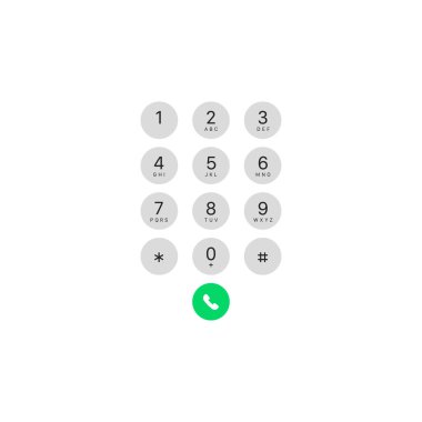 Klavye şablonu. Web sitesi tasarımı için Iphone klavye sembolü modern, basit, vektör, simge, mobil uygulama, ui. Vektör İllüstrasyonu