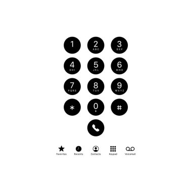 Klavye şablonu. Telefon klavyesi sembolü modern, basit, vektör, web sitesi tasarımı için simge, mobil uygulama, ui. Vektör İllüstrasyonu