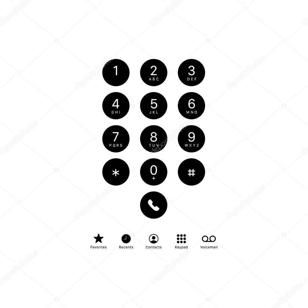Keypad template. Phone keyboard symbol modern, simple, vector, icon for website design, mobile app, ui. Vector Illustration