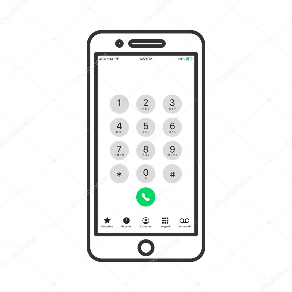 Iphone screen icon. Keypad symbol modern, simple, vector, icon for website design, mobile app, ui. Vector Illustration