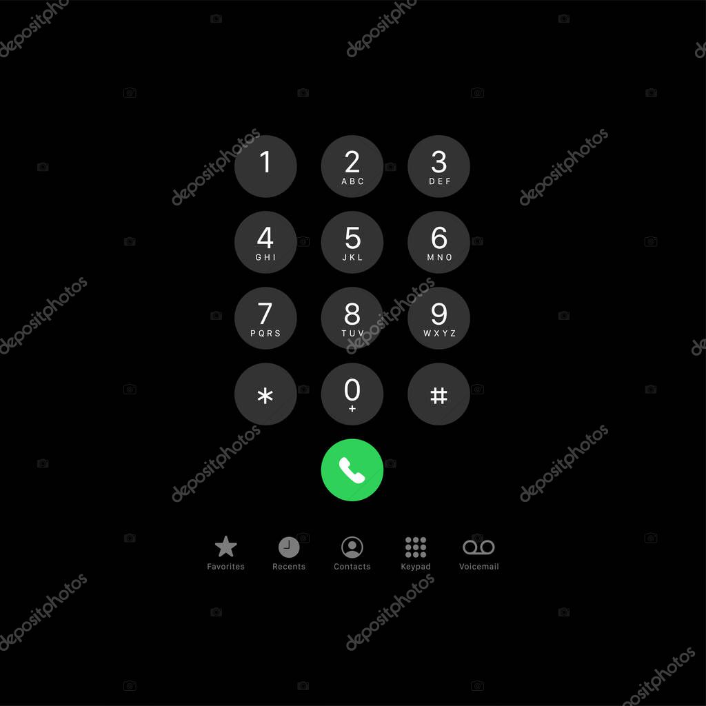 Keypad isolated on dark background. Phone keyboard symbol modern, simple, vector, icon for website design, mobile app, ui. Vector Illustration