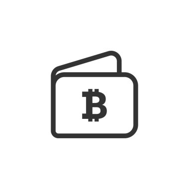 Cüzdan simgesi. Bitcoin sembolü modern, basit, vektör, web sitesi tasarımı için simge, mobil uygulama, ui. Vektör İllüstrasyonu