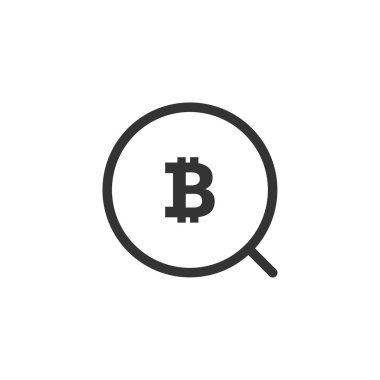 Bitcoin ikonu aranıyor. Web sitesi tasarımı için modern, basit, vektör, simge ara, mobil uygulama, ui. Vektör İllüstrasyonu