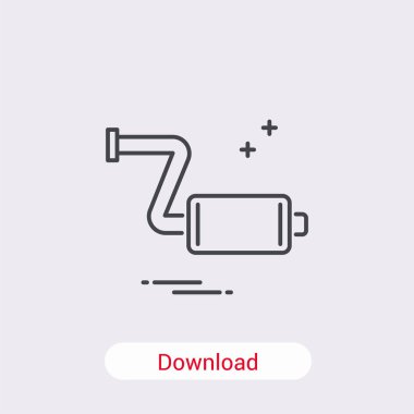 Arka planda otomobil egzoz borusu simgesi izole edildi. Web sitesi tasarımı için mekanik sembol, basit, vektör, simge, mobil uygulama, ui. Vektör İllüstrasyonu