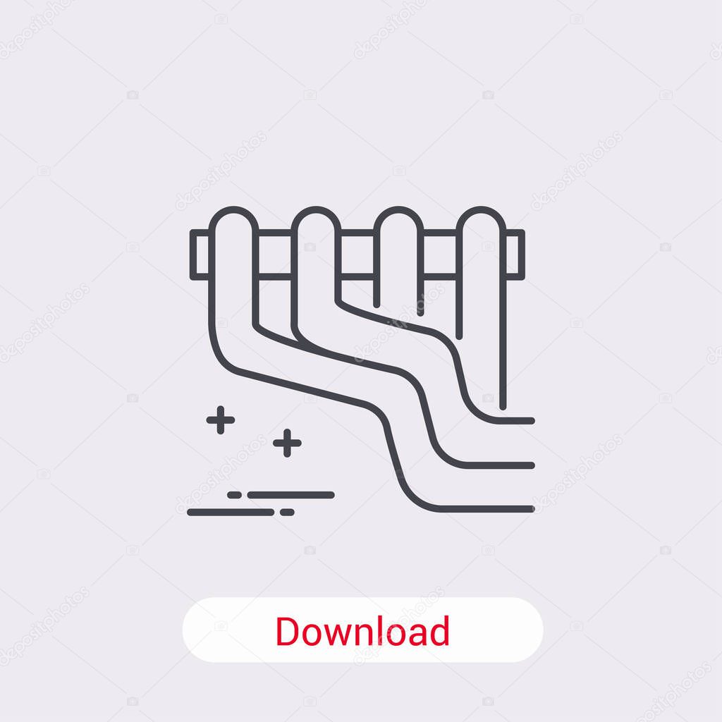 Car exhaust header icon isolated on background. Mechanical symbol modern, simple, vector, icon for website design, mobile app, ui. Vector Illustration
