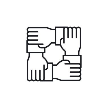 Takım çalışması ikonu. İnsanlar web sitesi tasarımı için modern, basit, vektör, simge, mobil uygulama, ui 'ye bağlanır. Vektör İllüstrasyonu