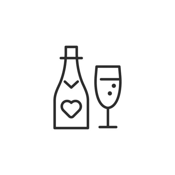 シャンパンボトルとガラスのアイコン ベクターイラスト — ストックベクタ