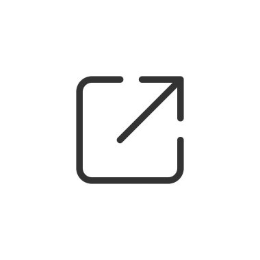 Dış bağlantı simgesi. Web sitesi tasarımı için modern, basit, vektör, simgeyi büyüt, mobil uygulama, ui. Vektör İllüstrasyonu