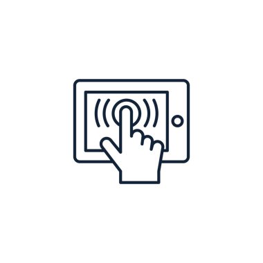 Dijital etkileşim simgesi. Tablet sembolü modern, basit, vektör, web sitesi tasarımı için simge, mobil uygulama, ui. Vektör İllüstrasyonu