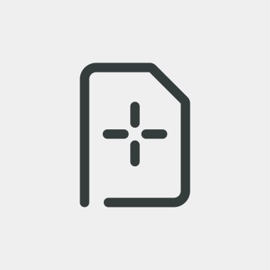 Arkaplanda izole edilmiş yeni dosya simgesi ekle. Web sitesi tasarımı için modern, basit, vektör, simge, mobil uygulama, ui. Vektör İllüstrasyonu
