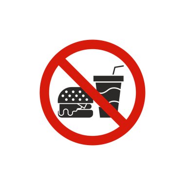Fast food işareti yok. İçki yasağı sembolü modern, basit, vektör, web sitesi tasarımı için simge, mobil uygulama, ui. Vektör İllüstrasyonu