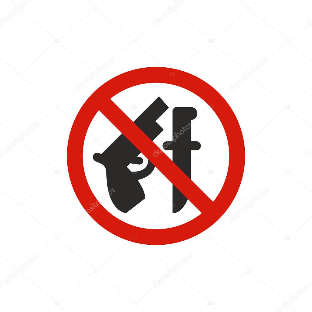 No weapons sign. Prohibition symbol modern, simple, vector, icon for website design, mobile app, ui. Vector Illustration