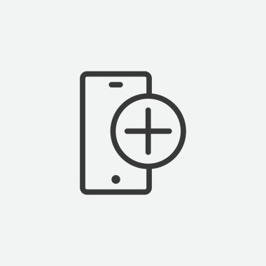 Arkaplanda izole edilmiş simge ekle. Akıllı telefon sembolü modern, basit, vektör, web sitesi tasarımı için simge, mobil uygulama, ui. Vektör İllüstrasyonu