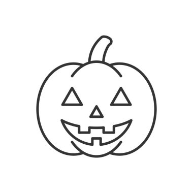 Beyaz arkaplanda Jack O Lantern simgesi izole edildi. Cadılar Bayramı sembolü modern, basit, vektör, web sitesi tasarımı için simge, mobil uygulama, ui. Vektör İllüstrasyonu
