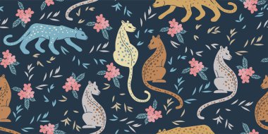 Projeleriniz için leoparlarla kusursuz vektör deseni