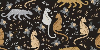 Projeleriniz için leoparlarla kusursuz vektör deseni