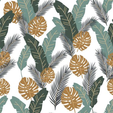Seamless vector pattern with exotic leaves