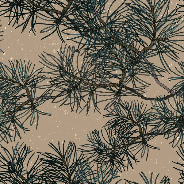 松の枝を持つシームレスなパターン — ストックベクタ