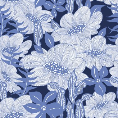 Dekoratif çiçekli kusursuz vektör deseni