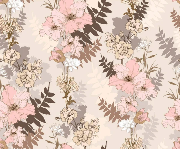 Motif Vectoriel Sans Couture Avec Des Fleurs Élégantes Décoratives — Image vectorielle