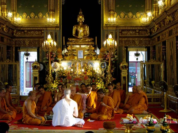 Bangkok Tailândia Janeiro 2016 Cerimônia Ordenação Novo Monge Budista Templo — Fotografia de Stock