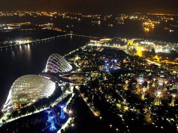 Vista Dos Jardins Baía Singapura Terraço Hotel Marina Bay Sands — Fotografia de Stock