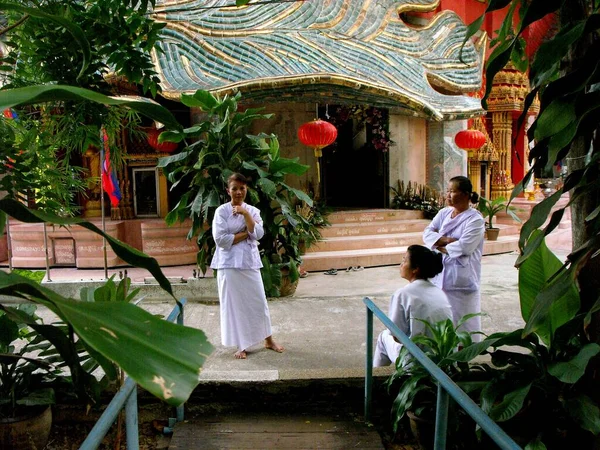 Wat Sam Phran Temple Nakhon Pathom Tajlandia Listopada 2015 Trzy — Zdjęcie stockowe