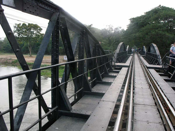 Kanchanaburi Tailândia Janeiro 2013 Estrutura Ferro Ponte Rio Kwai Segunda — Fotografia de Stock