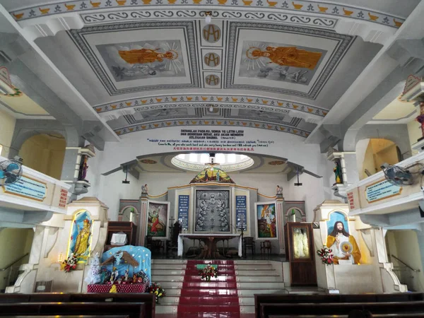 Medan Sumatra Indonesia Enero 2018 Altar Parte Del Techo Iglesia — Foto de Stock
