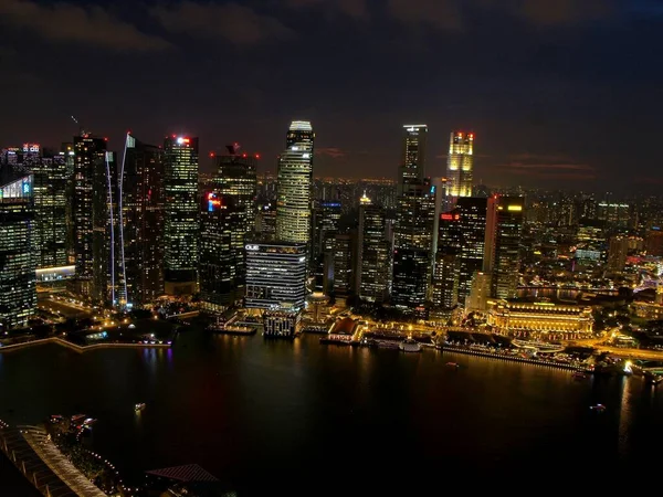 Singapura Março 2016 Marina Bay Com Horizonte Cidade Entardecer Singapura — Fotografia de Stock