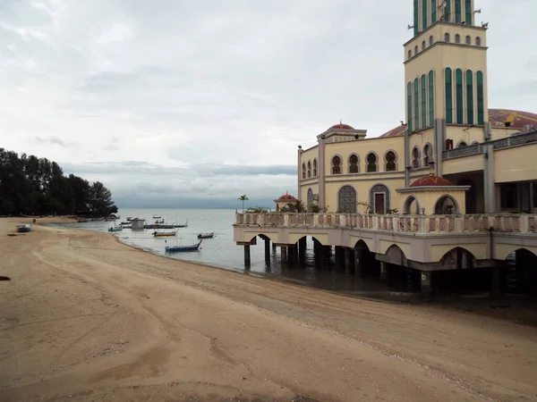 Penang Malaisie Novembre 2017 Vue Depuis Plage Mosquée Flottante Tanjung — Photo