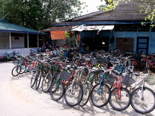 Pulau Ubin Σιγκαπούρη Μαρτίου 2016 Ποδήλατα Κατάστημα Ενοικίασης Ποδηλάτων Στο — Φωτογραφία Αρχείου