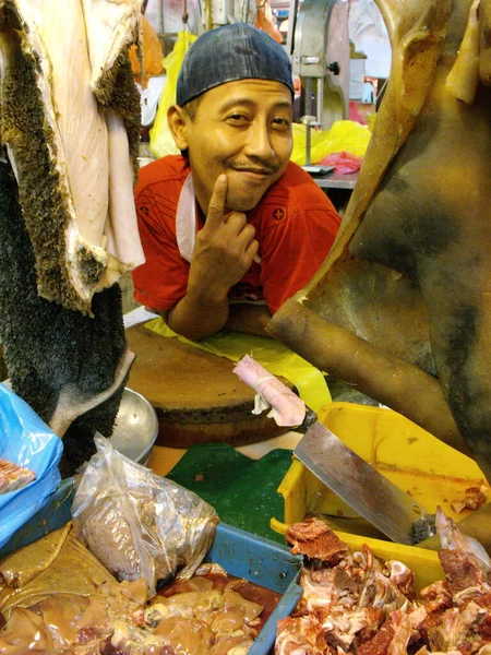 Kuala Lumpur Malasia Febrero 2016 Comerciante Una Carnicería Chow Kit — Foto de Stock