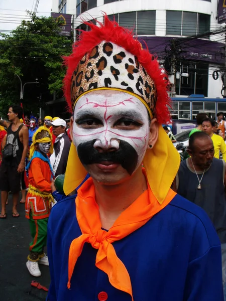 Bangkok Tailandia Noviembre 2015 Hombre Con Cara Pintada Festival Los — Foto de Stock
