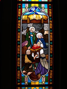 Bangkok, Tayland, 23 Eylül 2015, Varsayım Katedrali 'nde İsa' ya tapan çobanlar. Bangkok