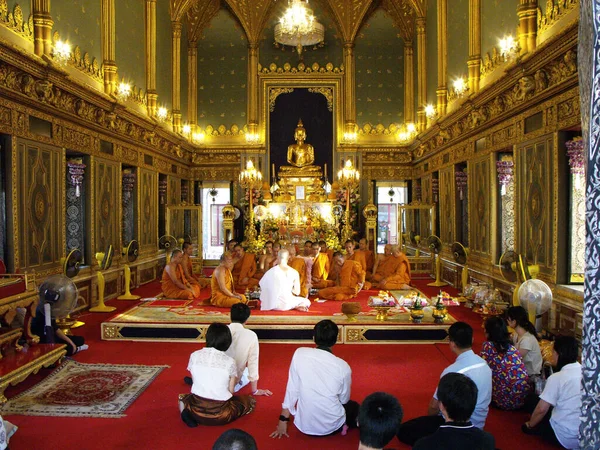 Bangkok Tailandia Enero 2016 Testimonio Público Ceremonia Iniciación Monje Budista — Foto de Stock